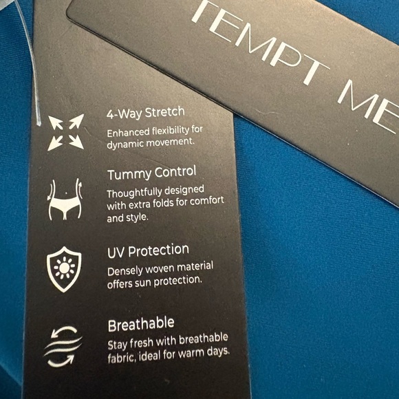 NWT Tempt Me Teal Vintage Swimsuit Retro Halter Ruched High Waist Bikini Set - Picture 11 of 16